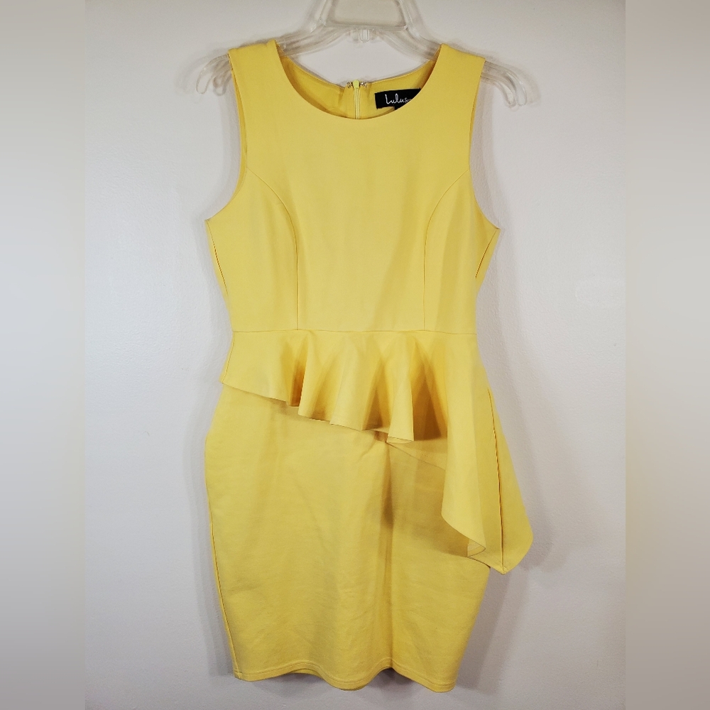 Lulu's Yellow Asymmetrical Pleated Sheath Dress